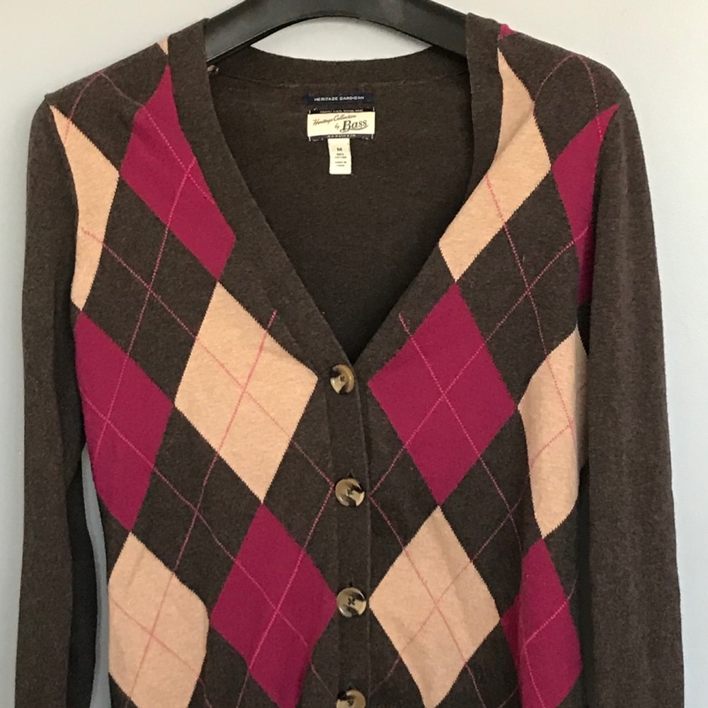 Heritage Collection by BASS Argyle Button Sweater
